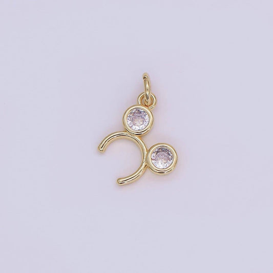 24K Gold Filled Clear CZ Round Headband Mini Charm | AF480