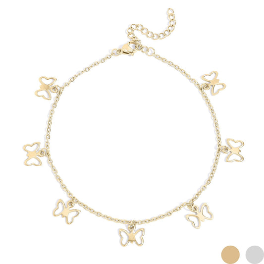 18K Gold PVD Stainless Steel Butterfly Charm Anklet