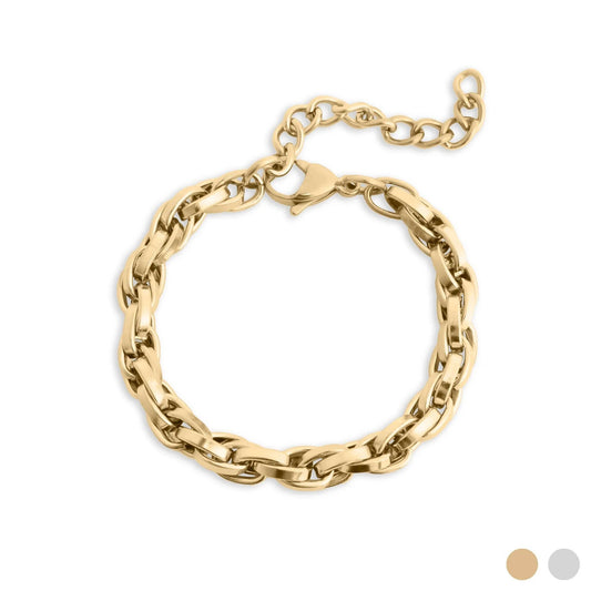 18K Gold PVD Stainless Steel Double Oval Chain Bracelet